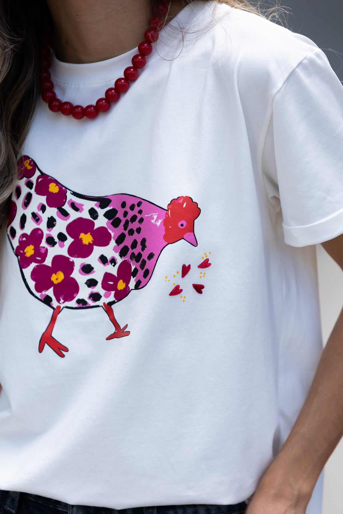 Camiseta Gallina rosa