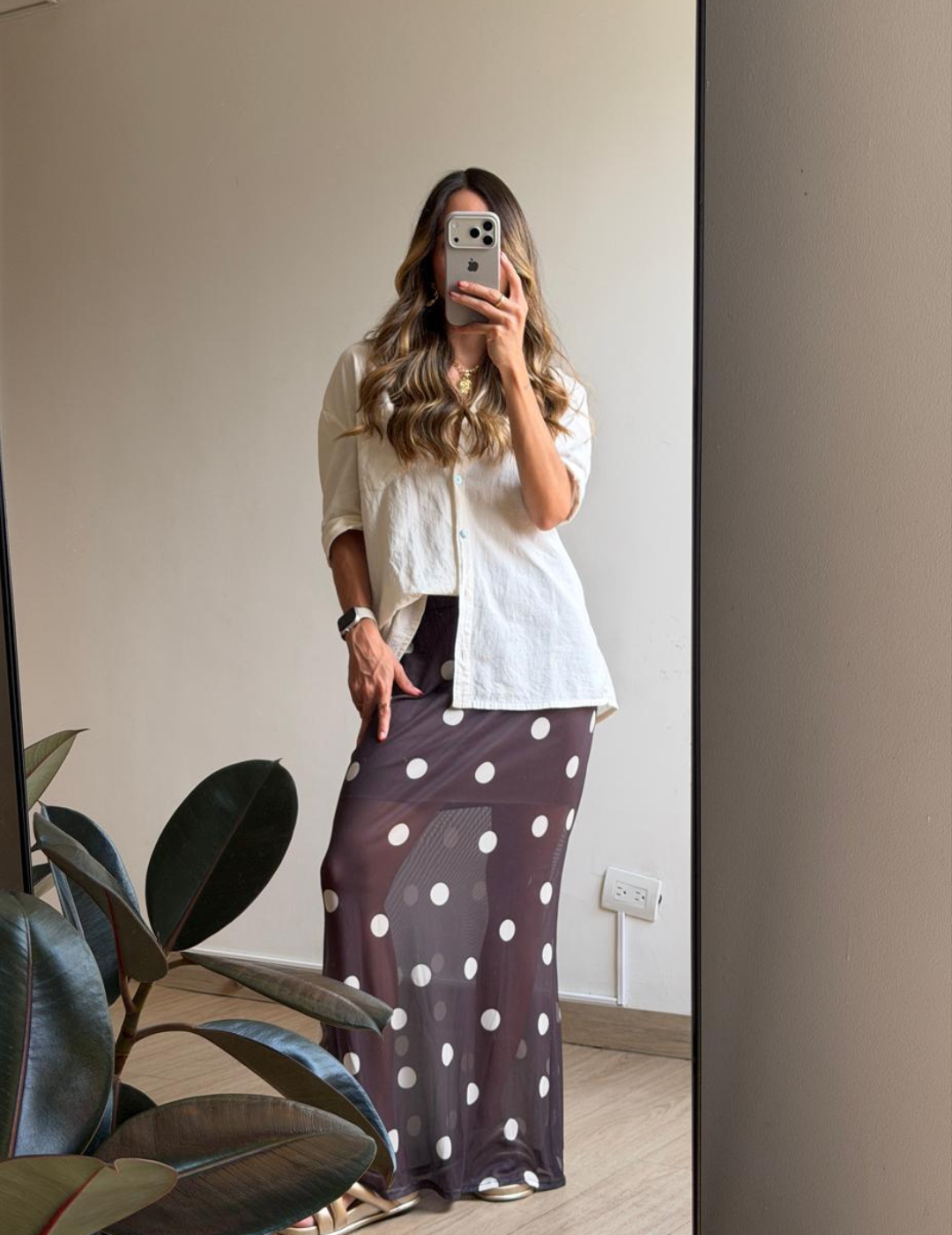 Falda Larga Polka Dost