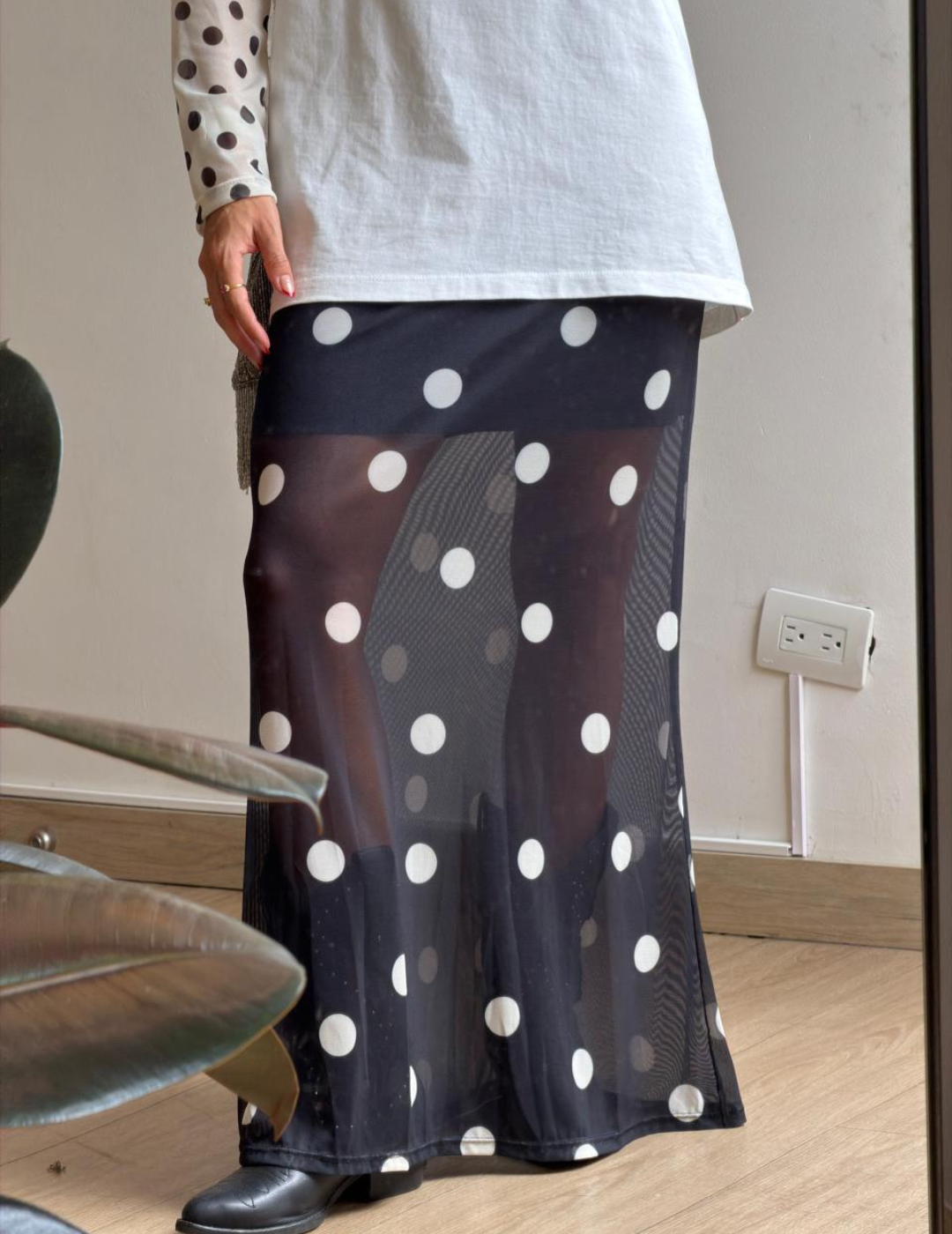 Falda Larga Polka Dost