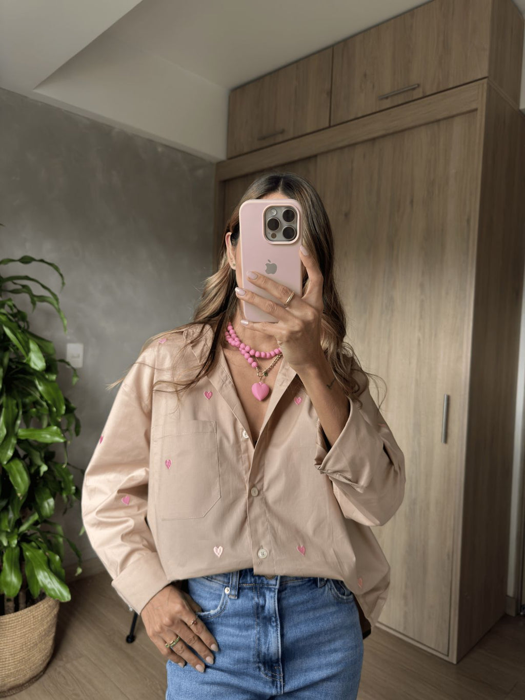 Camisa Camel Corazones